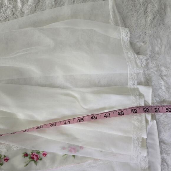 Miss Elaine VTG Ivory Sheer Floral Embroidered Gown Robe Set M Peignoir Negligee - Picture 7 of 16